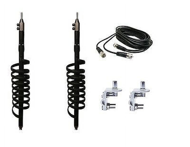 DUAL BLACK VIPER CB,HAM RADIO ANTENNAS,12 FT DUAL COAX,2 RV1 BRACKETS & STUDS