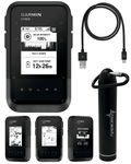 Garmin eTrex Solar, GPS Handheld Navigator, Unlimited Battery Life, Water Resistant with Wearable4U Power Bank Bundle