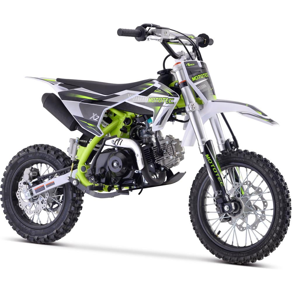 MotoTec X2 110cc 4-Stroke Gas Dirt Bike, Green