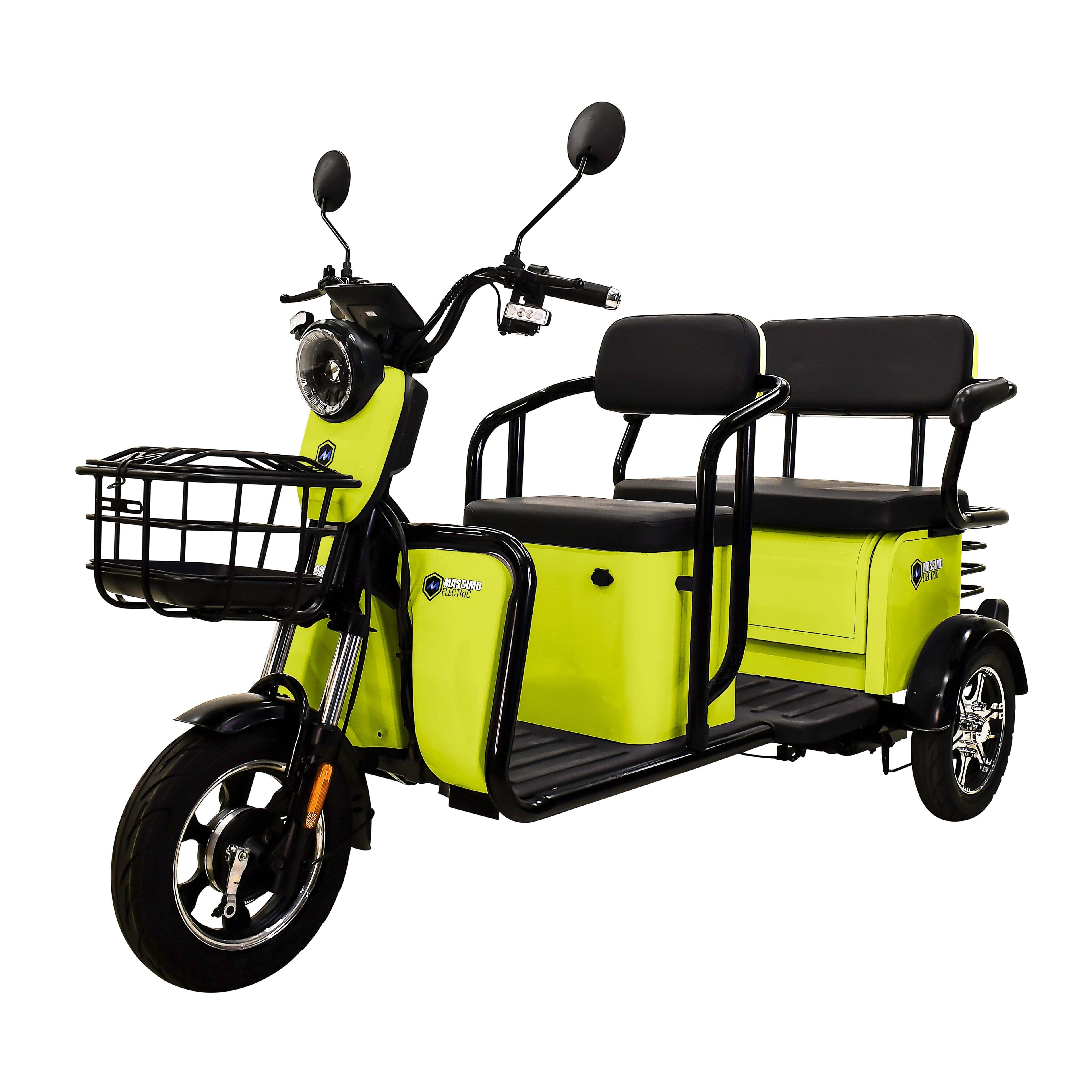 Massimo MGC 800W 3-Seat (Scooter) with Front and Back Storage Golf Cart - Lime