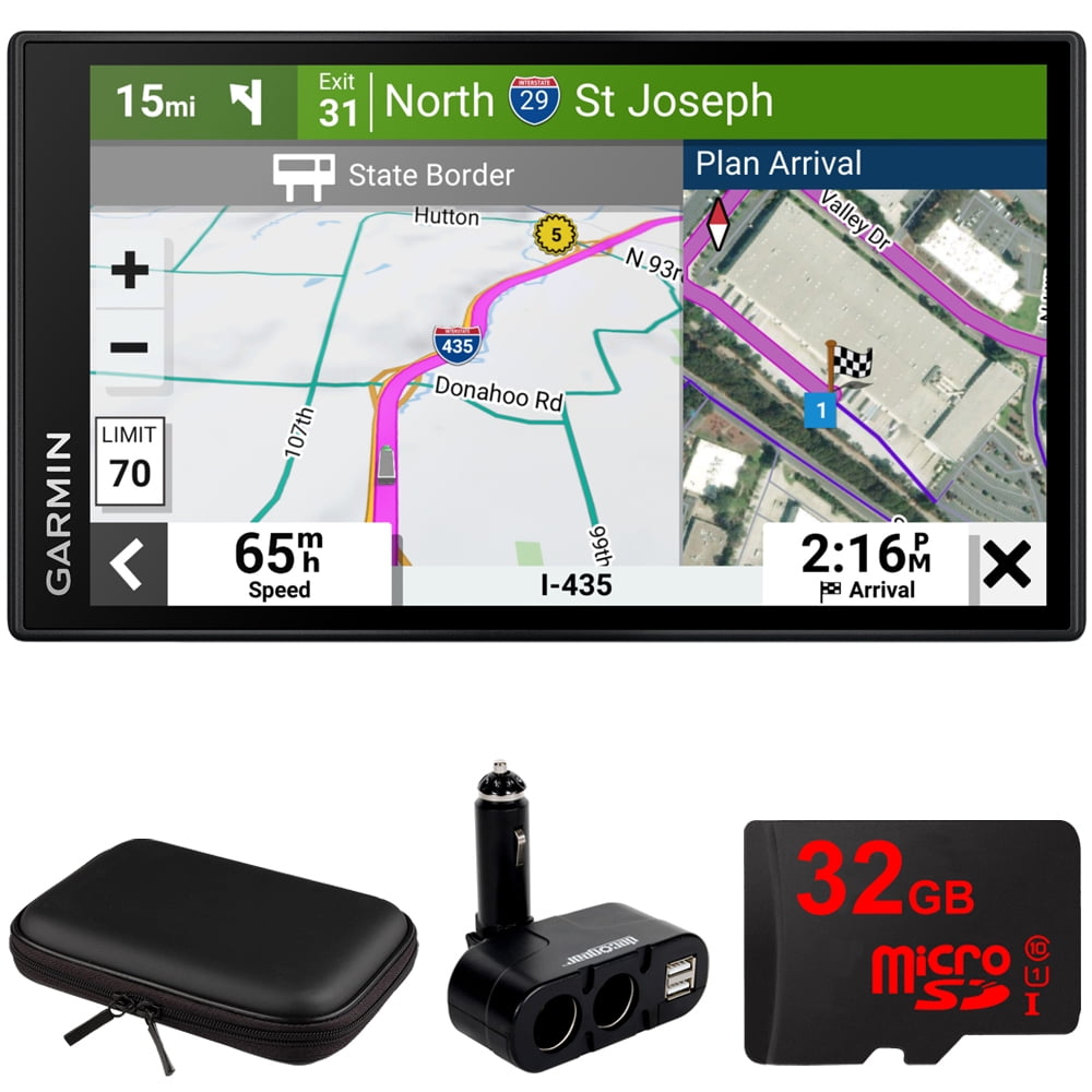 Garmin 010-02739-00 Dezl OTR710 7 GPS Truck Navigator Bundle with Hard EVA 8 Case with Zipper, 32GB MicroSD Memory Card and Deco Gear Dual DC12V/24V Electronic Multifunction Automobile Socket