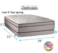 Dream Sleep Fifth Ave Extra Soft Foam (PillowTop) Eurotop Mattress & Low 5 Height Box Spring Set with Mattress Protector Included - Spine Support, Fully Assembled, Longlasting (Twin 39 x75 x13 )